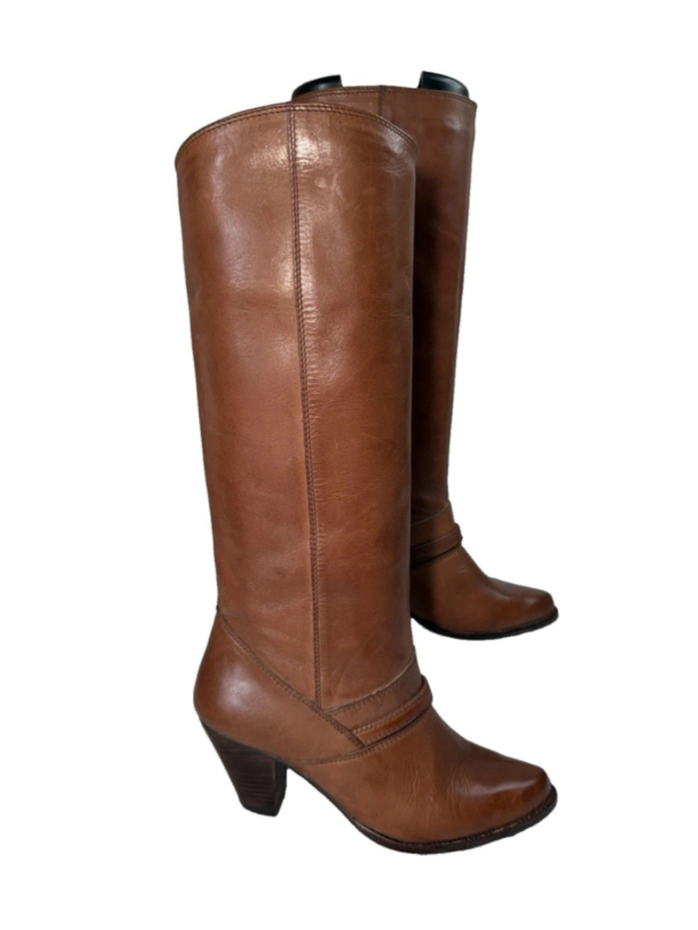 Vintage Gloria Vanderbilt Western Knee-High Leather Boots Size 5 Italy 80's 90's